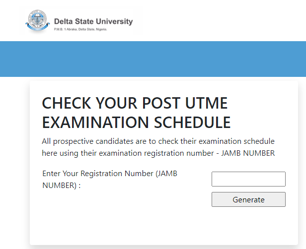 HOW TO CHECK YOUR DELSU POST-UTME EXAMINATION SCHEDULE