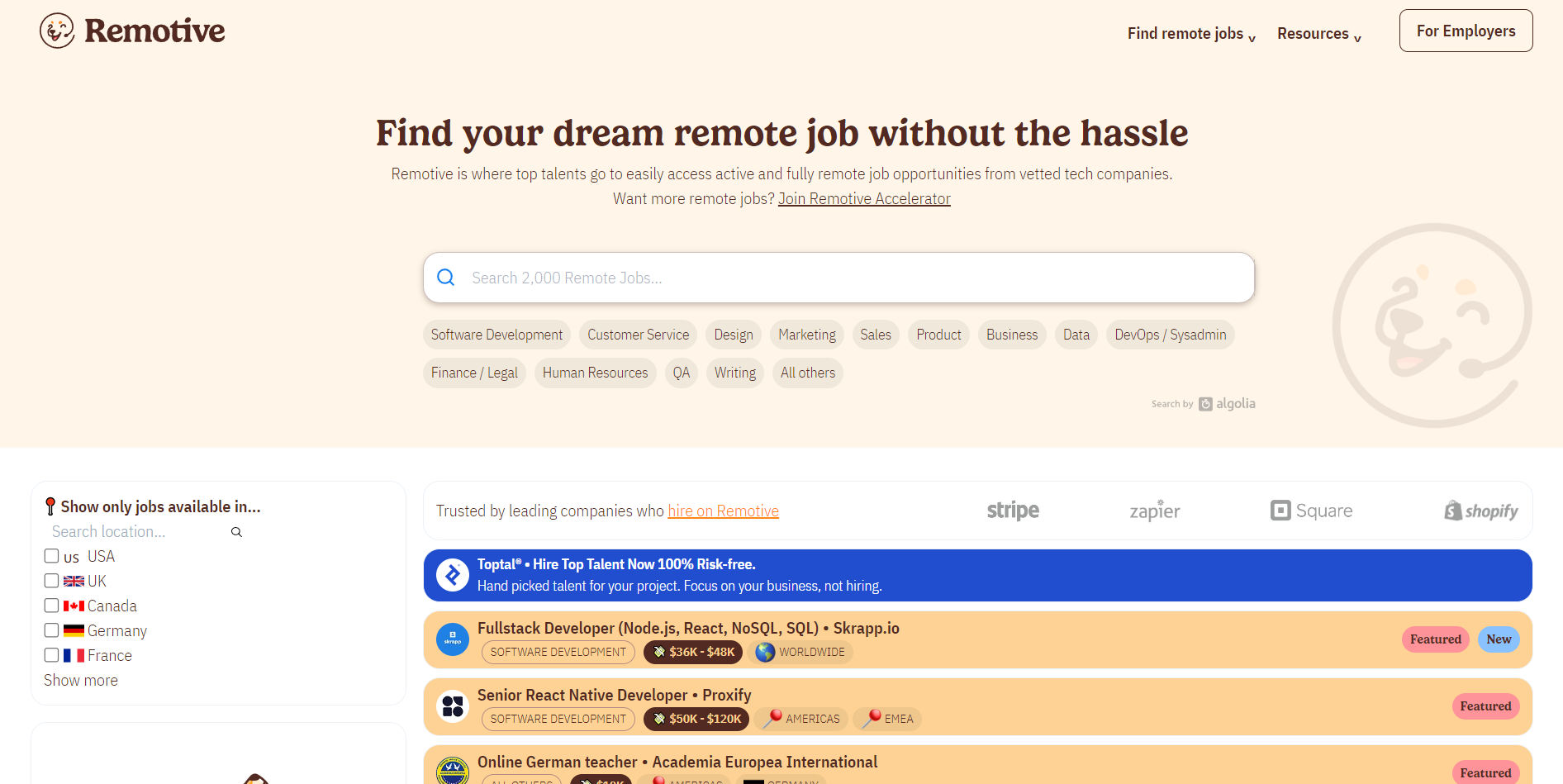 Remotive remote Jobs Website
