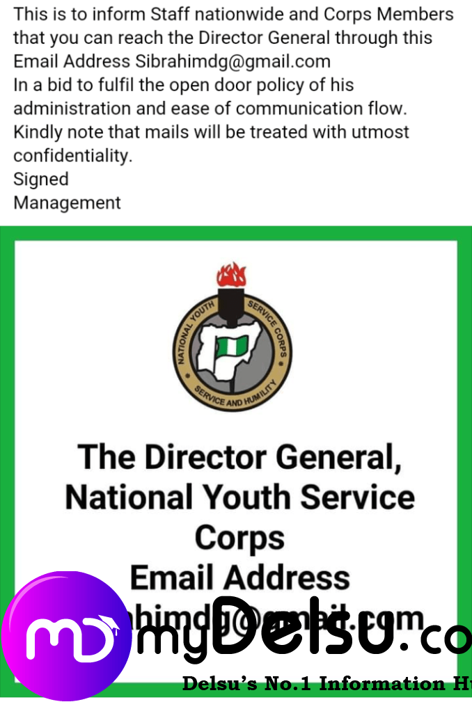 The Director General of the National Youth Service Corps (NYSC)