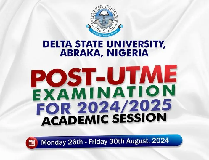 Delsu Post utme screening date banner poster