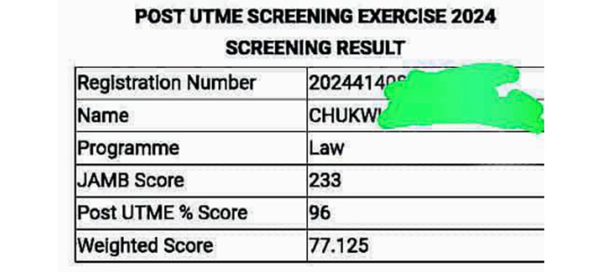 score of student who score 96 in delsu post utme