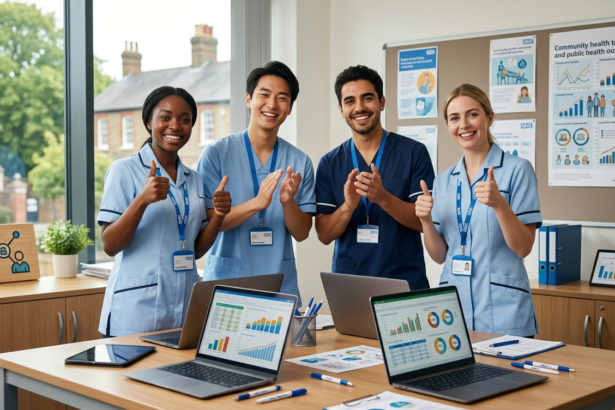 PHN Data Analysis Support job at Hertfordshire Community NHS Trust, £39,959 - £48,117, UK Skilled Worker Visa sponsorship available for health data professionals.
