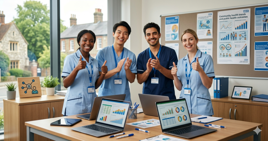 PHN Data Analysis Support job at Hertfordshire Community NHS Trust, £39,959 - £48,117, UK Skilled Worker Visa sponsorship available for health data professionals.